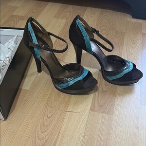 Elegant Brown and Teal Women's Heels
